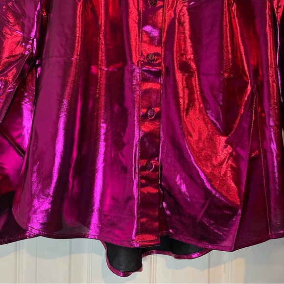 New Cooper & Ella Fuchsia Liquid Shine Women's Shirt Medium Metallic Party NWT - Picture 5 of 16